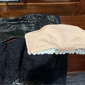 Elegant Lace Trim Bandeau - Black and Cream